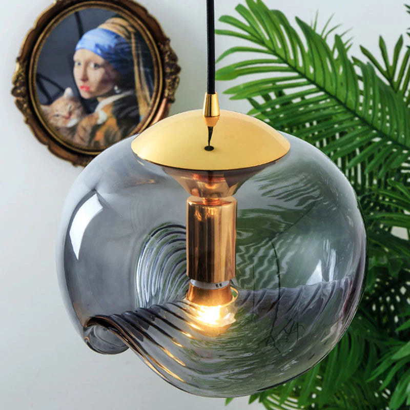 Valentina Design LED Globe Pendelleuchte Schwarz Glas Bar Theke