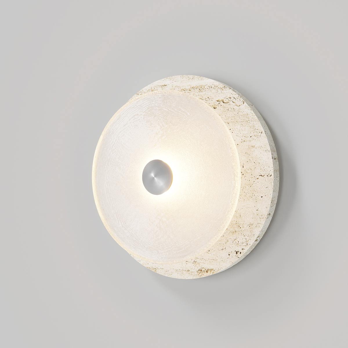 Ether Modern Minimalist Silver Metal Travertine Wall Lamp - Letslighting