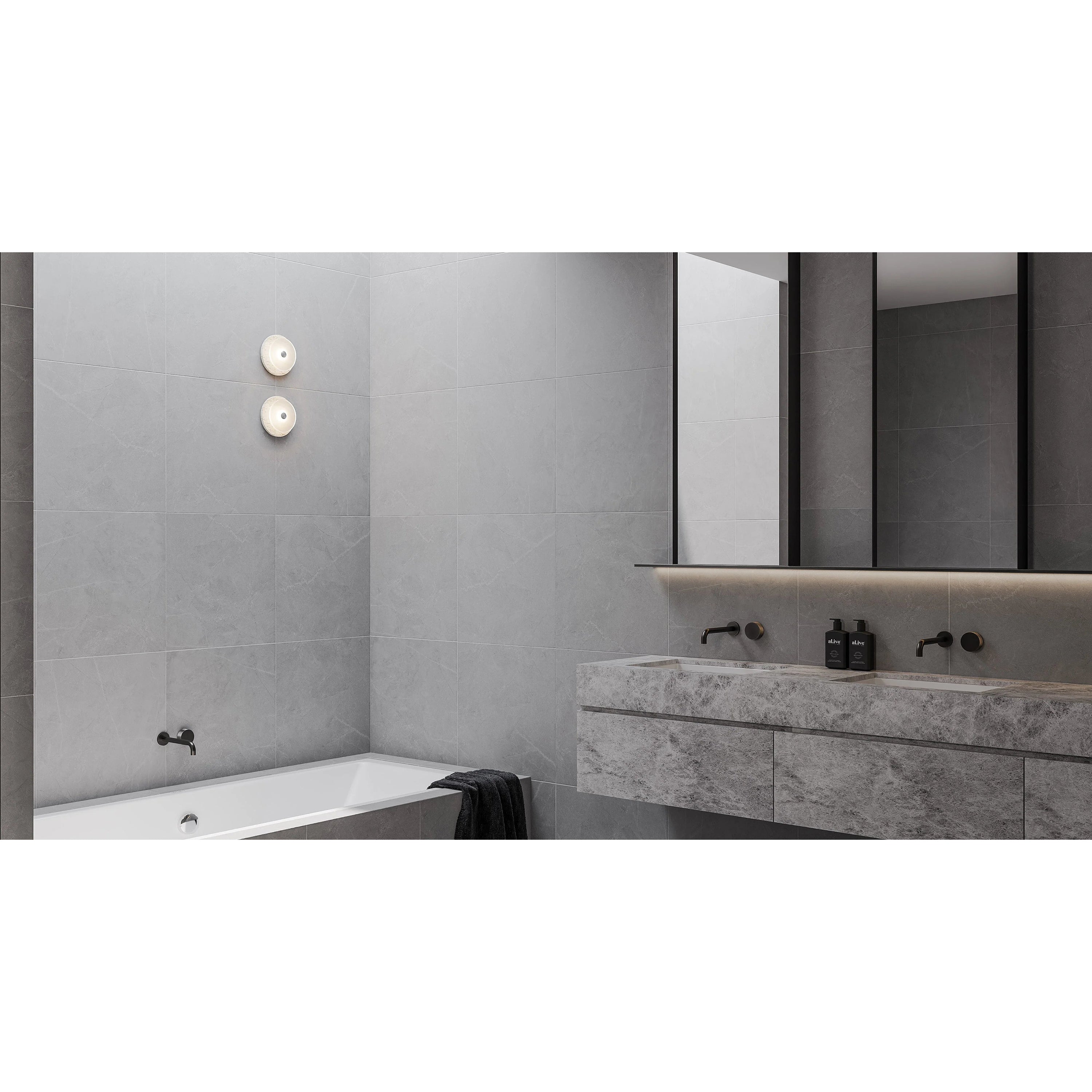 Ether Modern Minimalist Silver Metal Travertine Wall Lamp - Letslighting