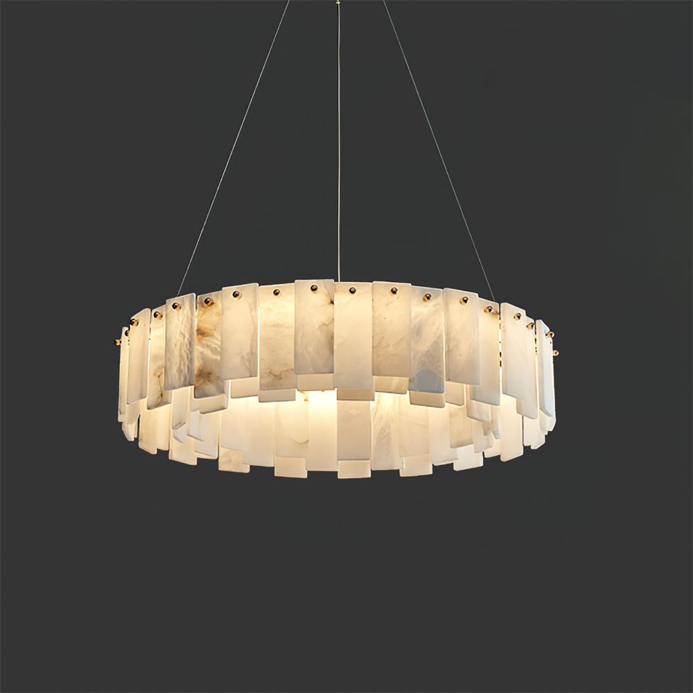 Corbett Chandelier Alabaster Staggered Panel Halo - Letslighting