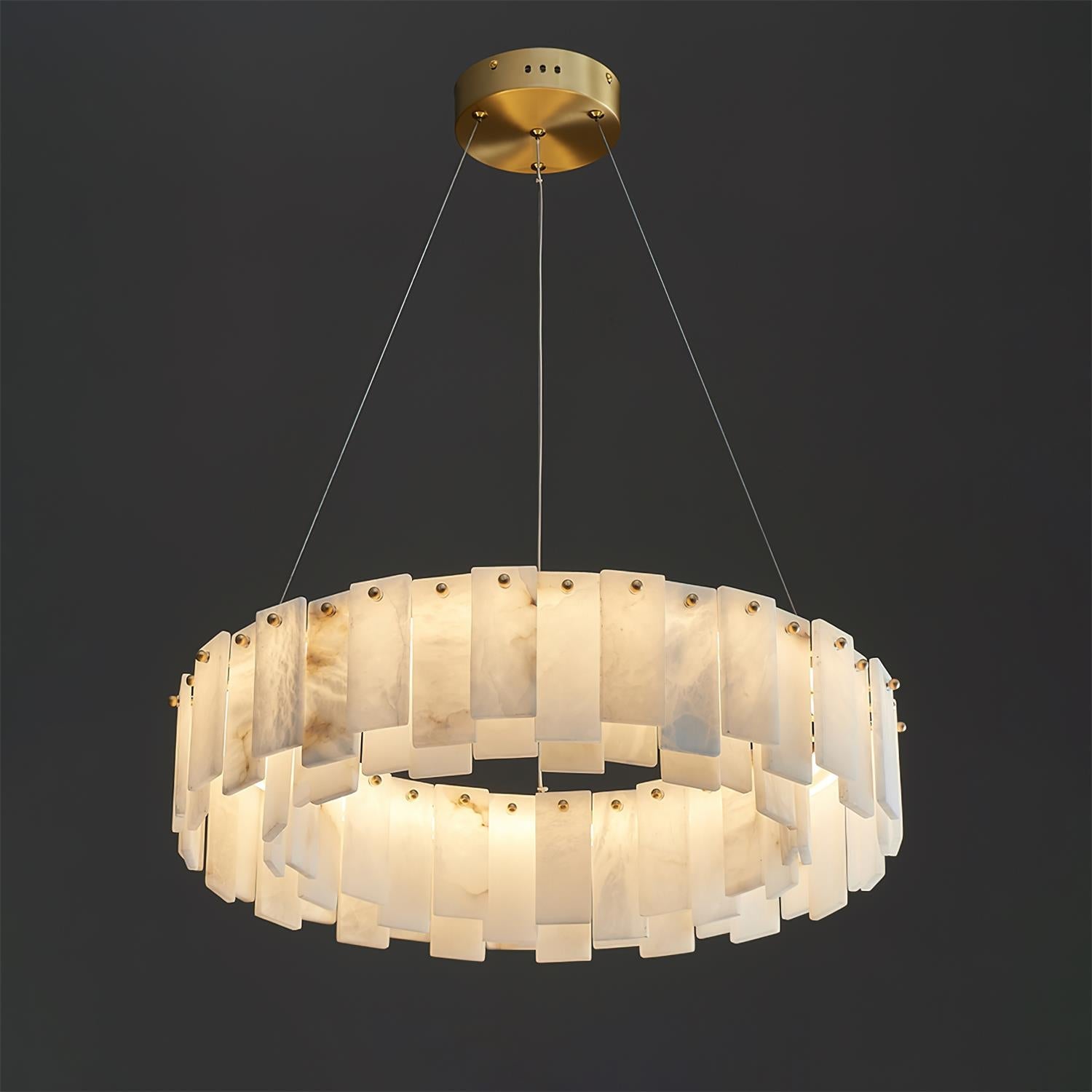 Corbett Chandelier Alabaster Staggered Panel Halo - Letslighting