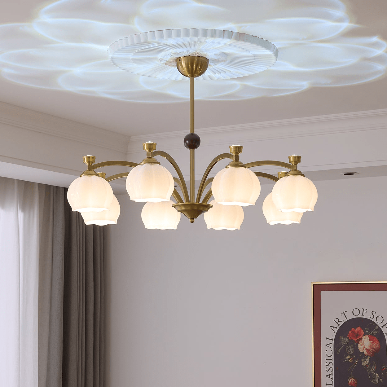 Alshaarae Traditioneller Premium-Bogen-Kronleuchter aus Holz und Glas-Letslighting