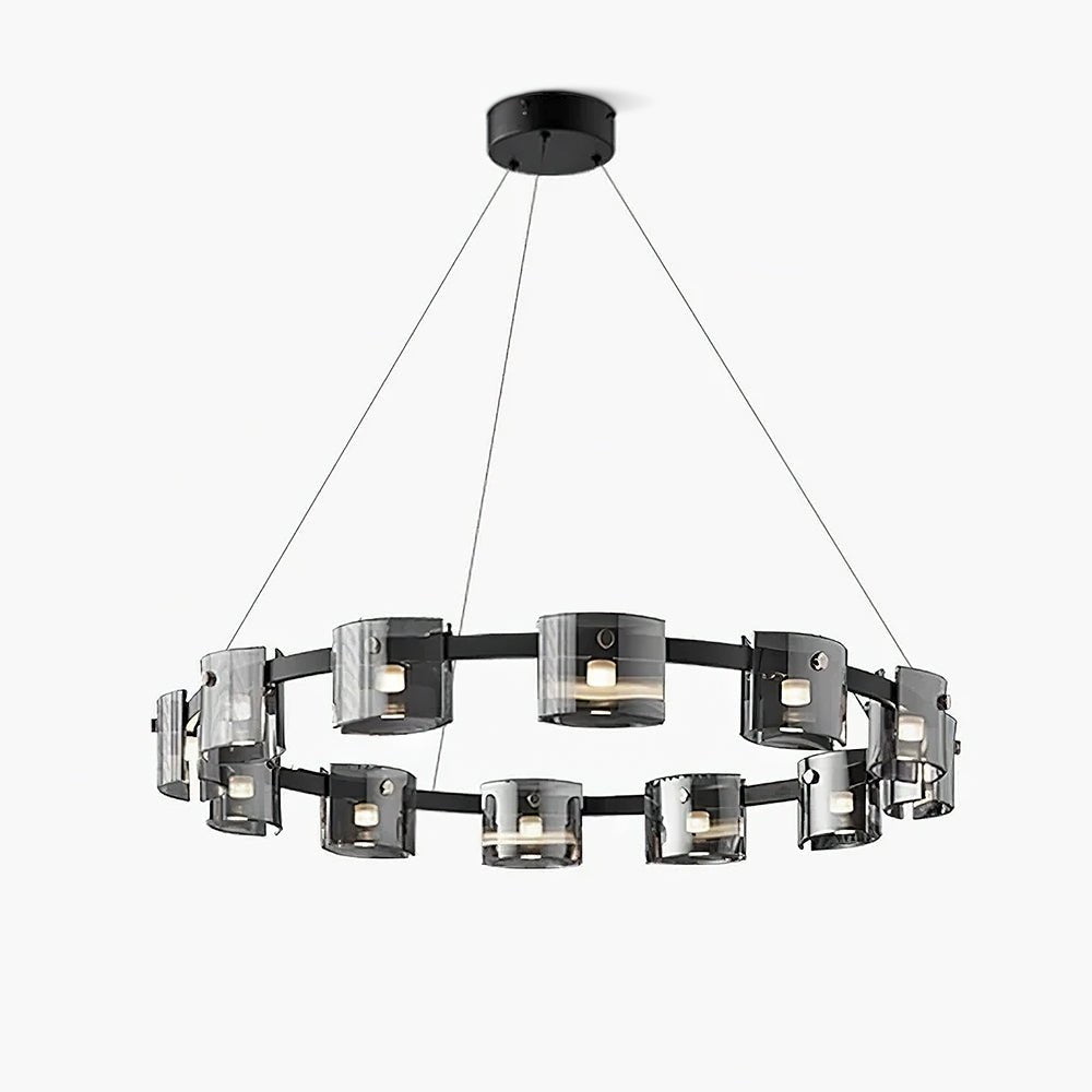Lustra Kronleuchter Rund Glas Eisen Arme-Letslighting