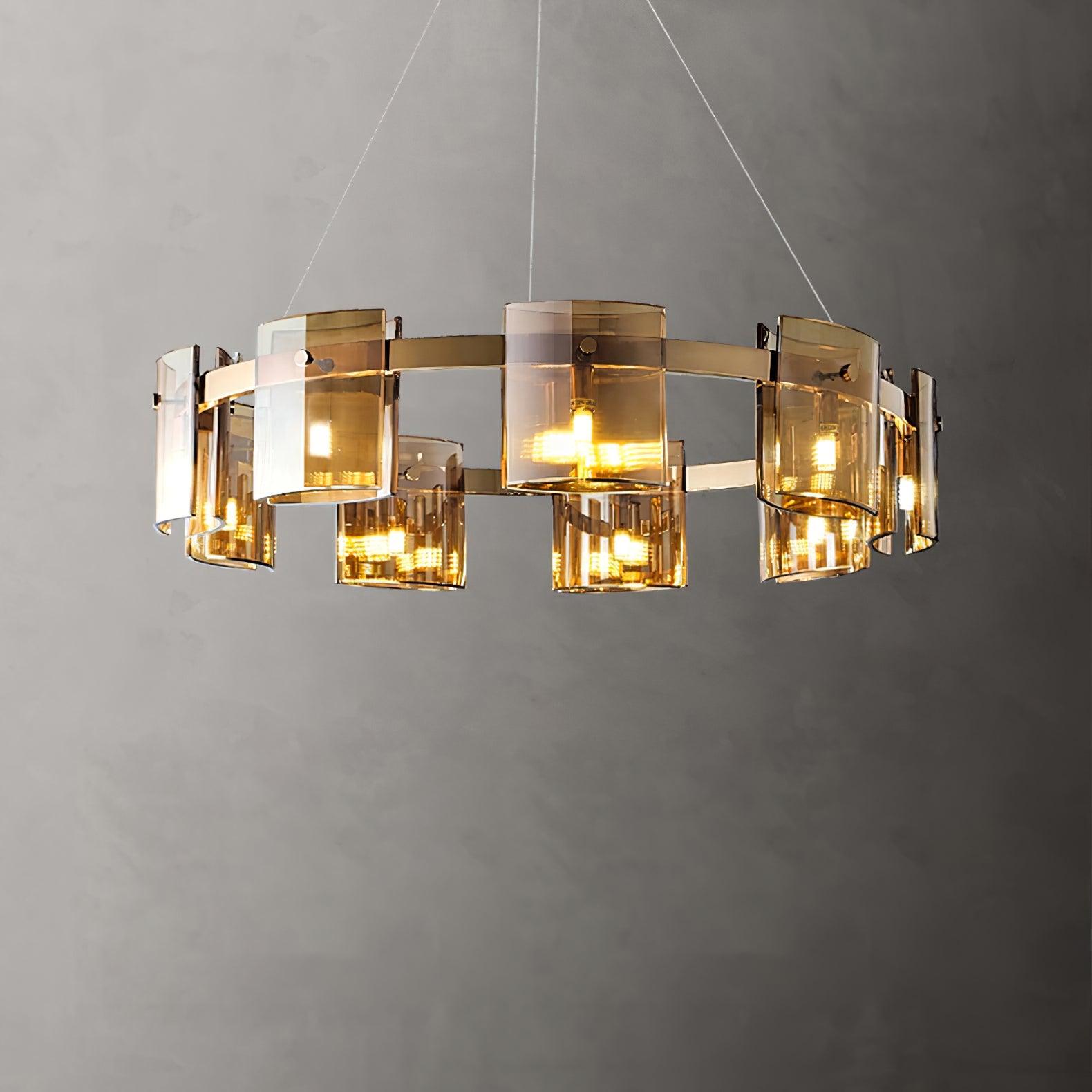 Lustra Kronleuchter Rund Glas Eisen Arme-Letslighting