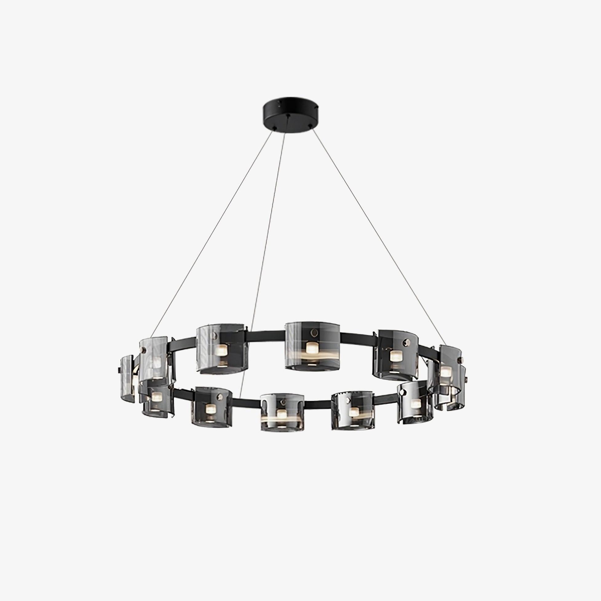 Lustra Kronleuchter Rund Glas Eisen Arme-Letslighting