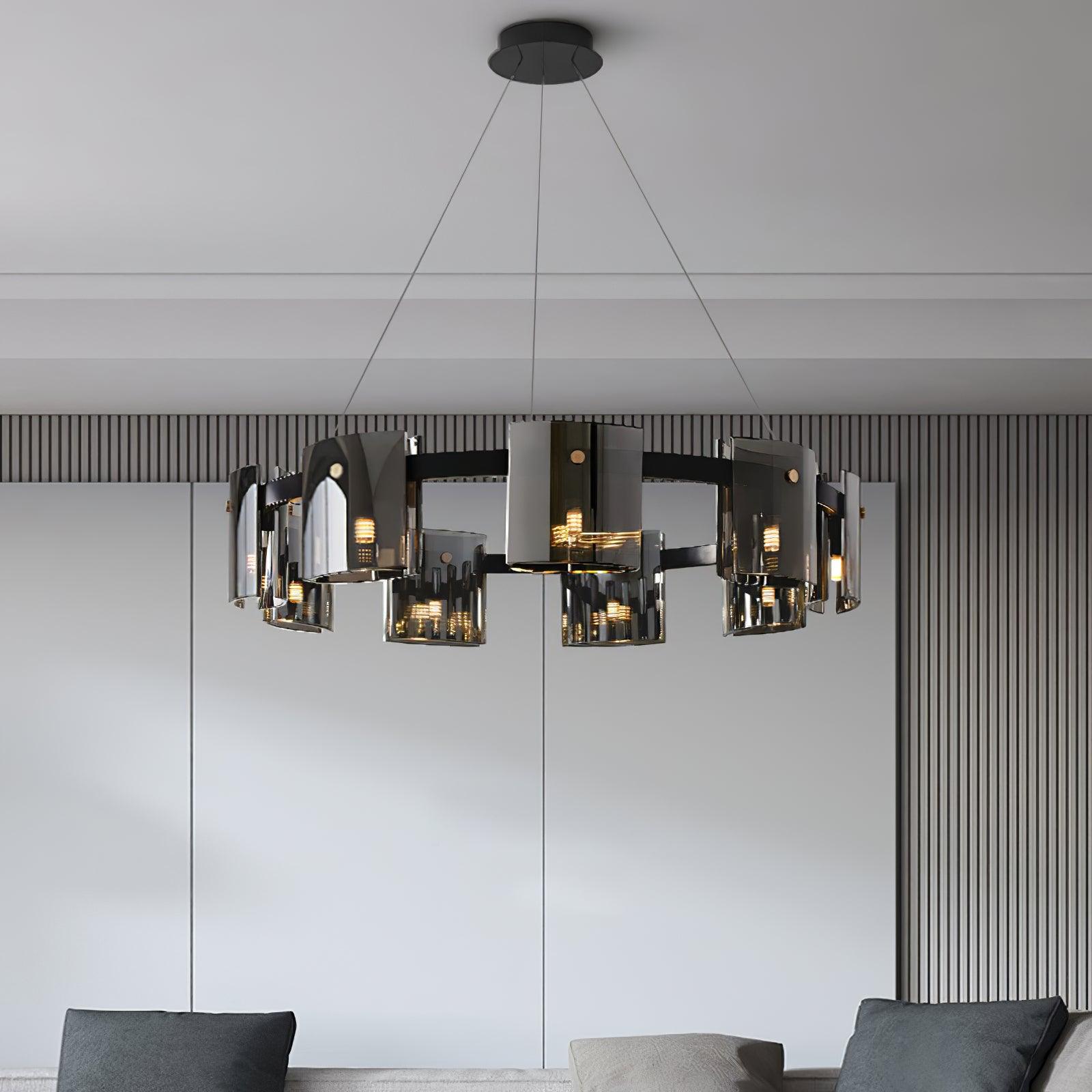 Lustra Kronleuchter Rund Glas Eisen Arme-Letslighting