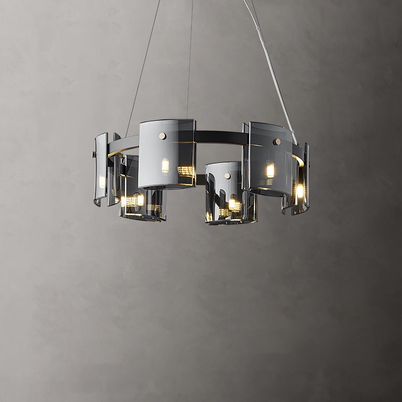 Lustra Kronleuchter Rund Glas Eisen Arme-Letslighting