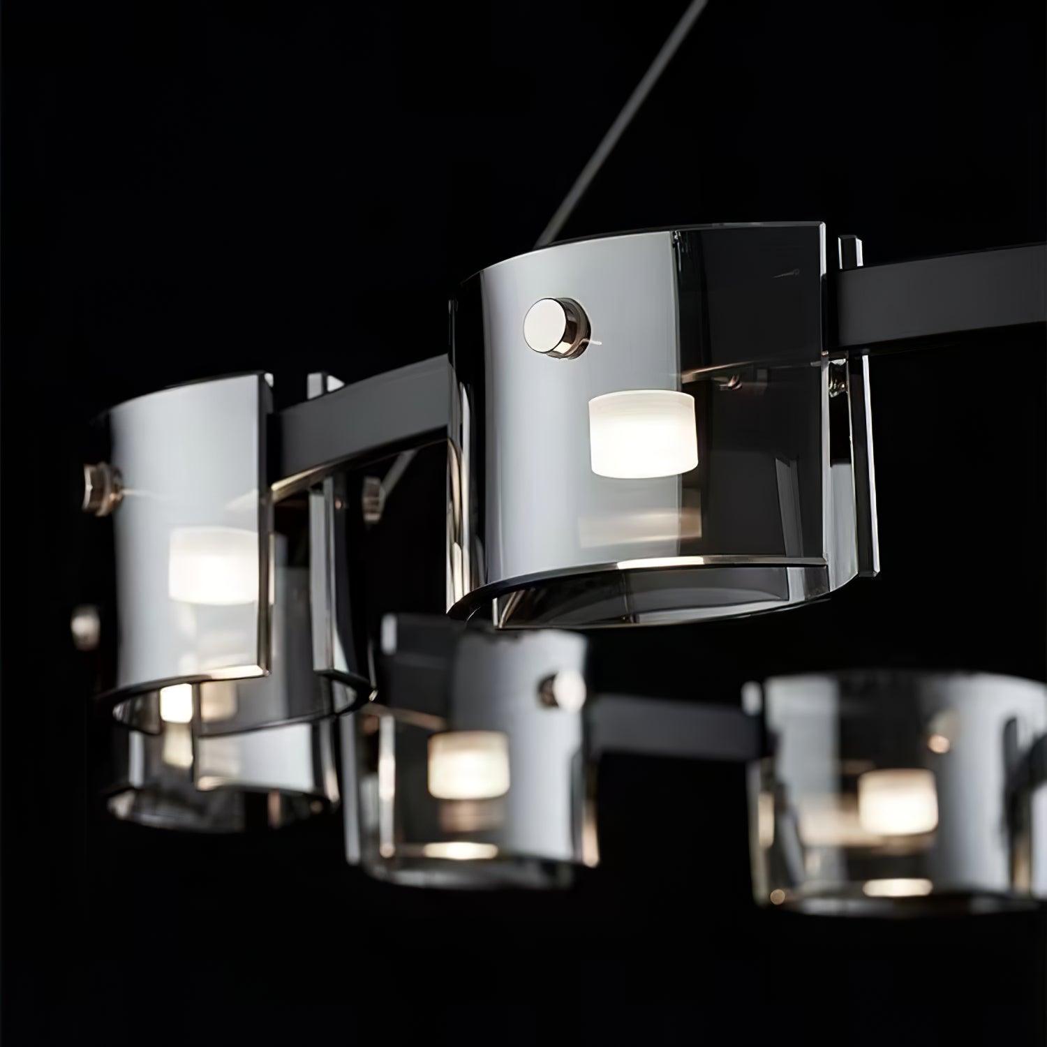 Lustra Kronleuchter Rund Glas Eisen Arme-Letslighting