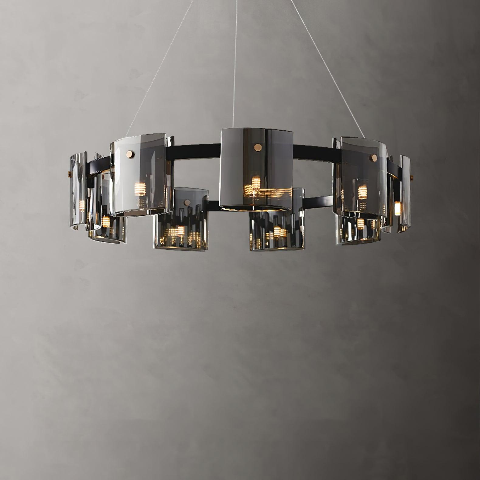 Lustra Kronleuchter Rund Glas Eisen Arme-Letslighting