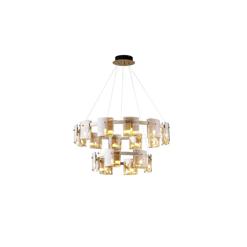 Lustra Kronleuchter Rund Glas Eisen Arme-Letslighting