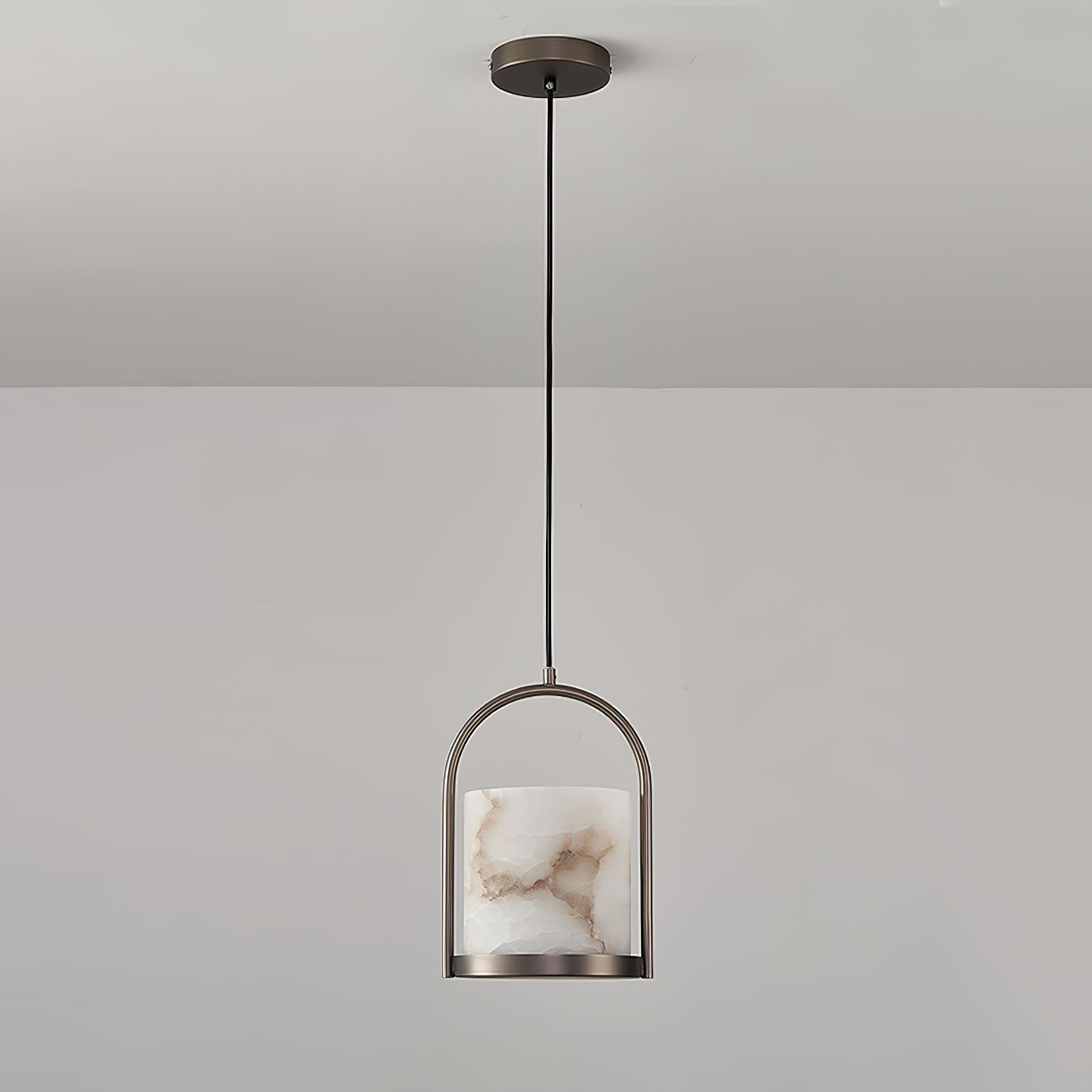 Jewel Modern Minimalist Brass Metal Alabaster Pendant Light - Letslighting