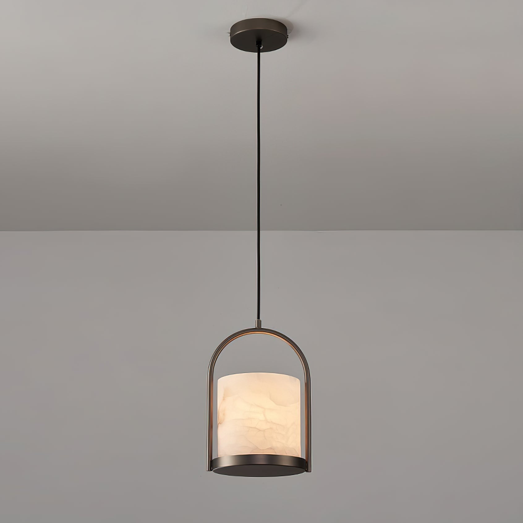 Jewel Modern Minimalist Brass Metal Alabaster Pendant Light - Letslighting