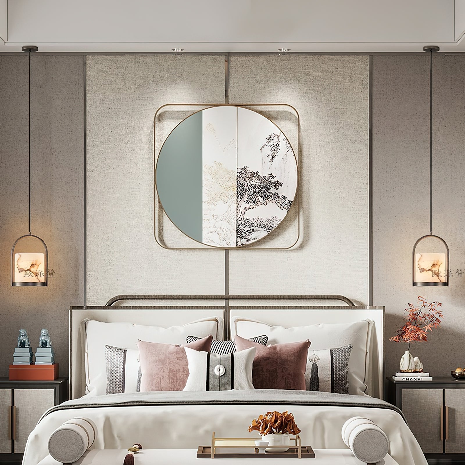 Jewel Modern Minimalist Brass Metal Alabaster Pendant Light - Letslighting