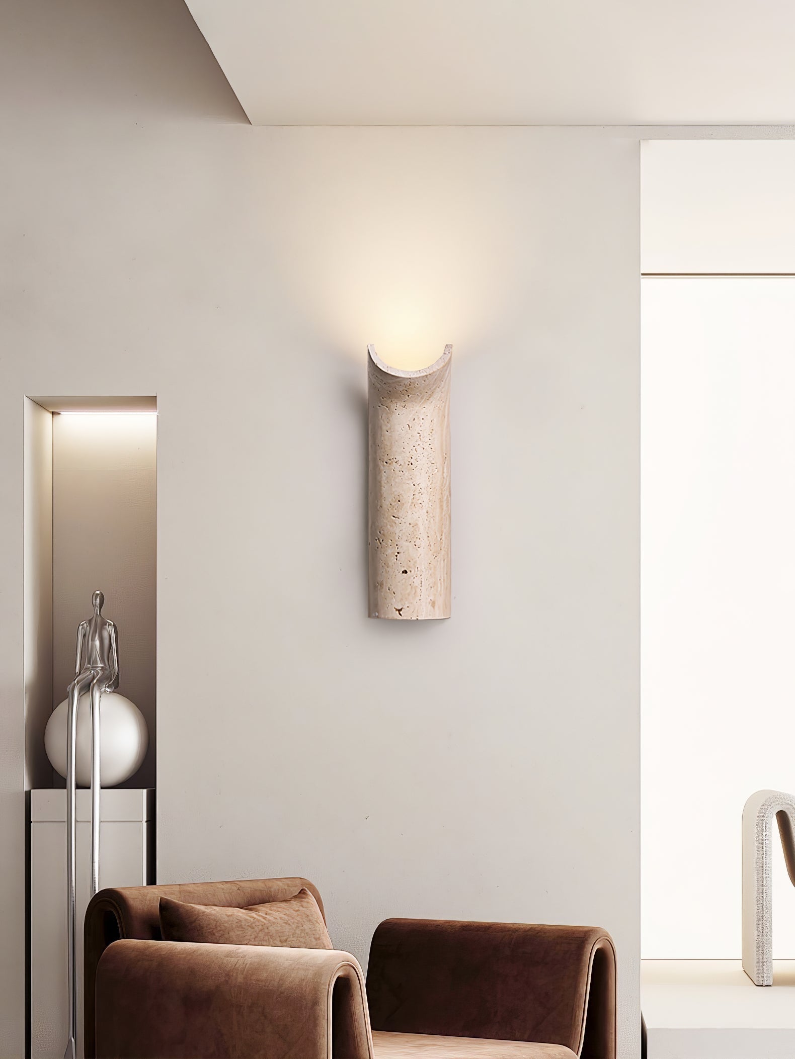 Lycoris Travertine Tapered Wall Light - Neutralighting