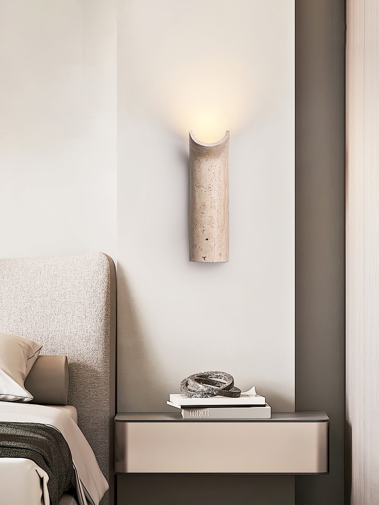 Lycoris Travertine Tapered Wall Light - Neutralighting