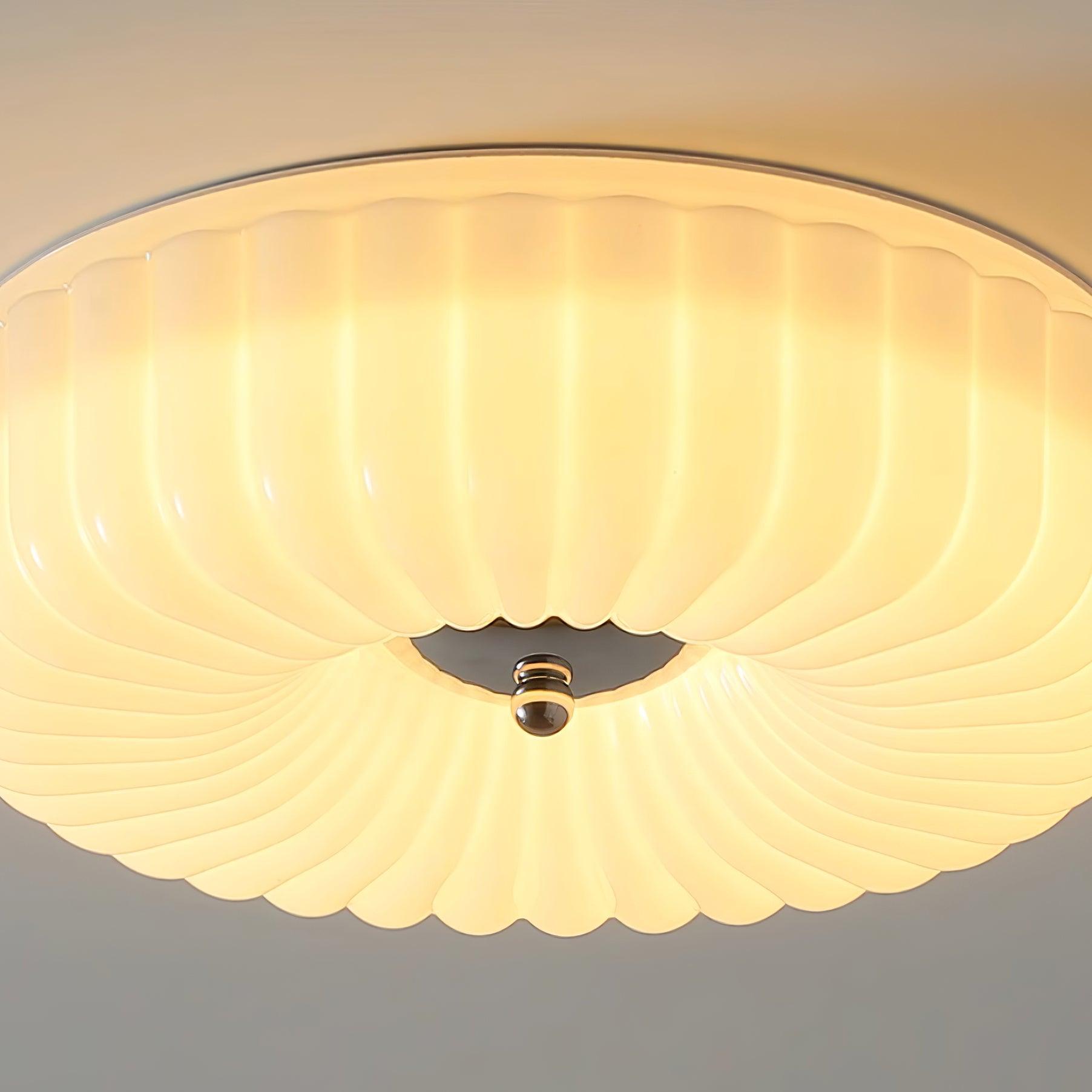 Mivone Cream Glass Flush Mount Ceiling Light - Letslighting