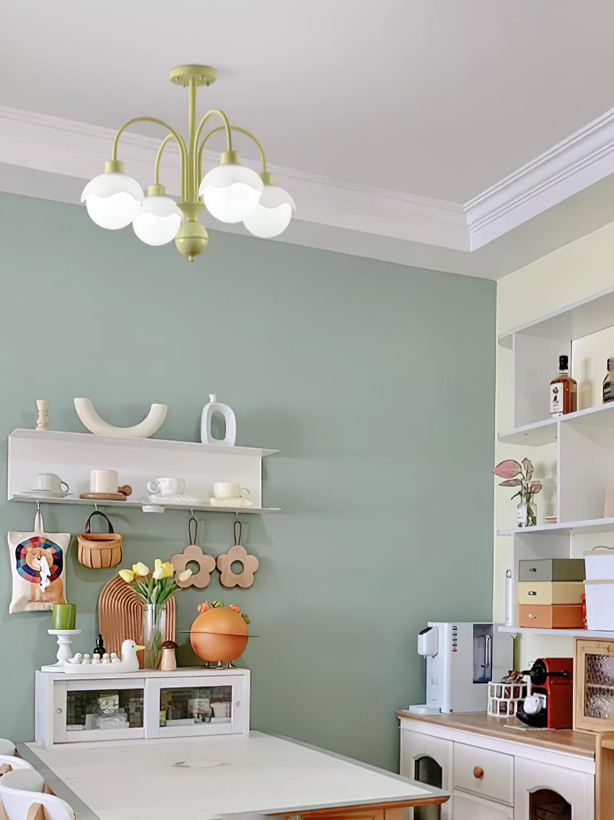 Lustra Kronleuchter Cremig Litschi Matcha Grün Arm-Letslighting