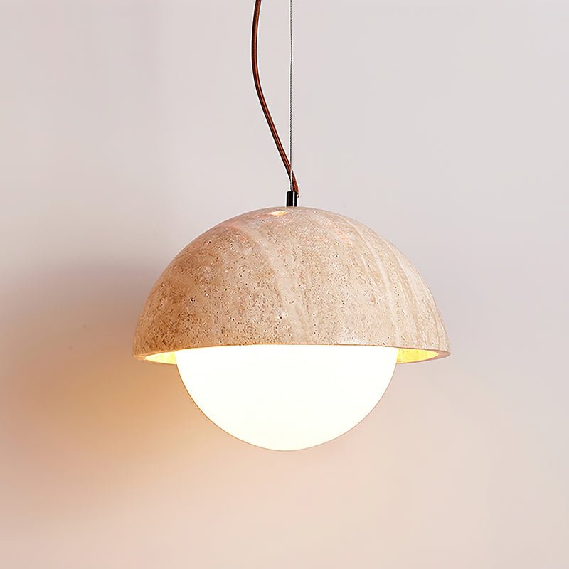 Avdoraris Dome-Shaped Travertine Pendant Light - Neutralighting