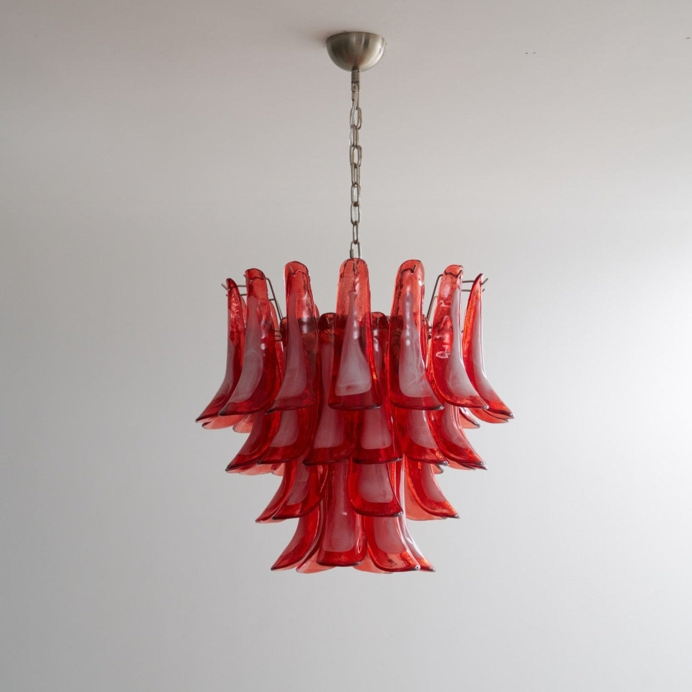 Aurora Chandelier Crimson Murano Glass Petals Layered Vintage - Neutralighting