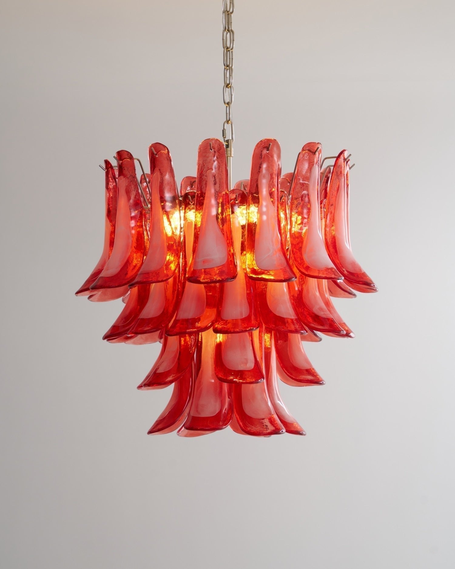 Aurora Chandelier Crimson Murano Glass Petals Layered Vintage - Neutralighting