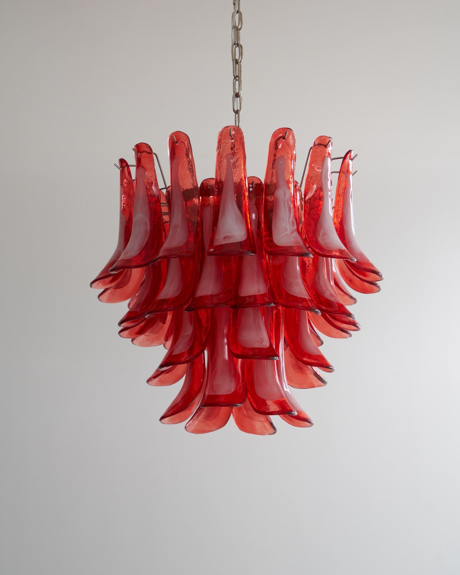 Aurora Chandelier Crimson Murano Glass Petals Layered Vintage - Neutralighting