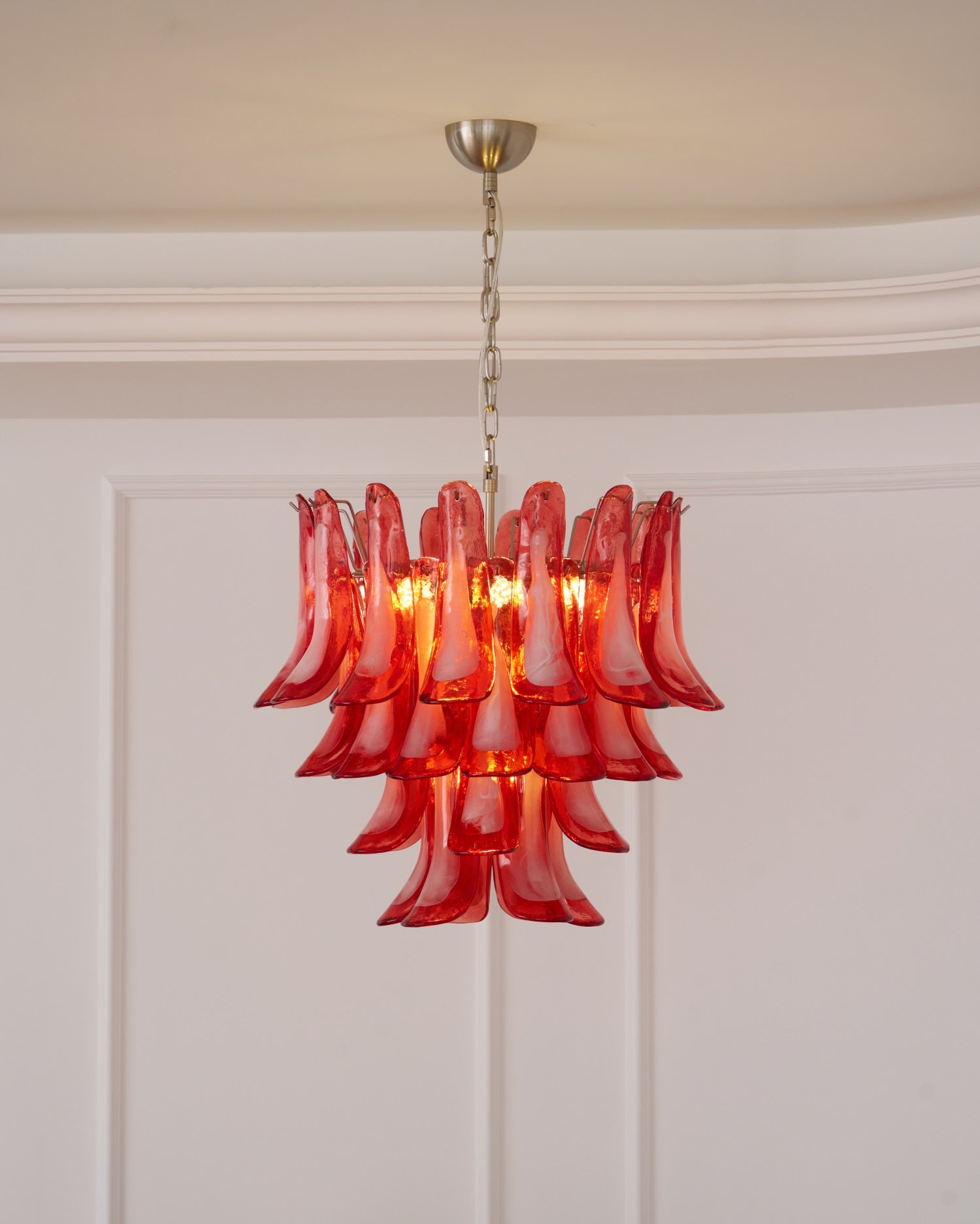 Aurora Chandelier Crimson Murano Glass Petals Layered Vintage - Neutralighting