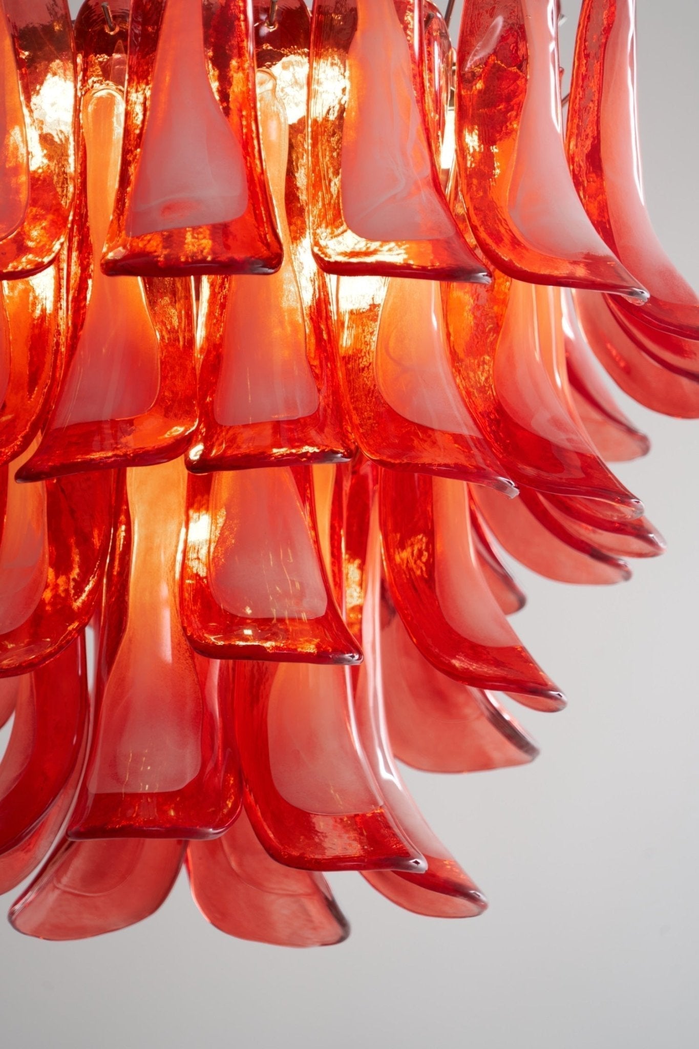 Aurora Chandelier Crimson Murano Glass Petals Layered Vintage - Neutralighting