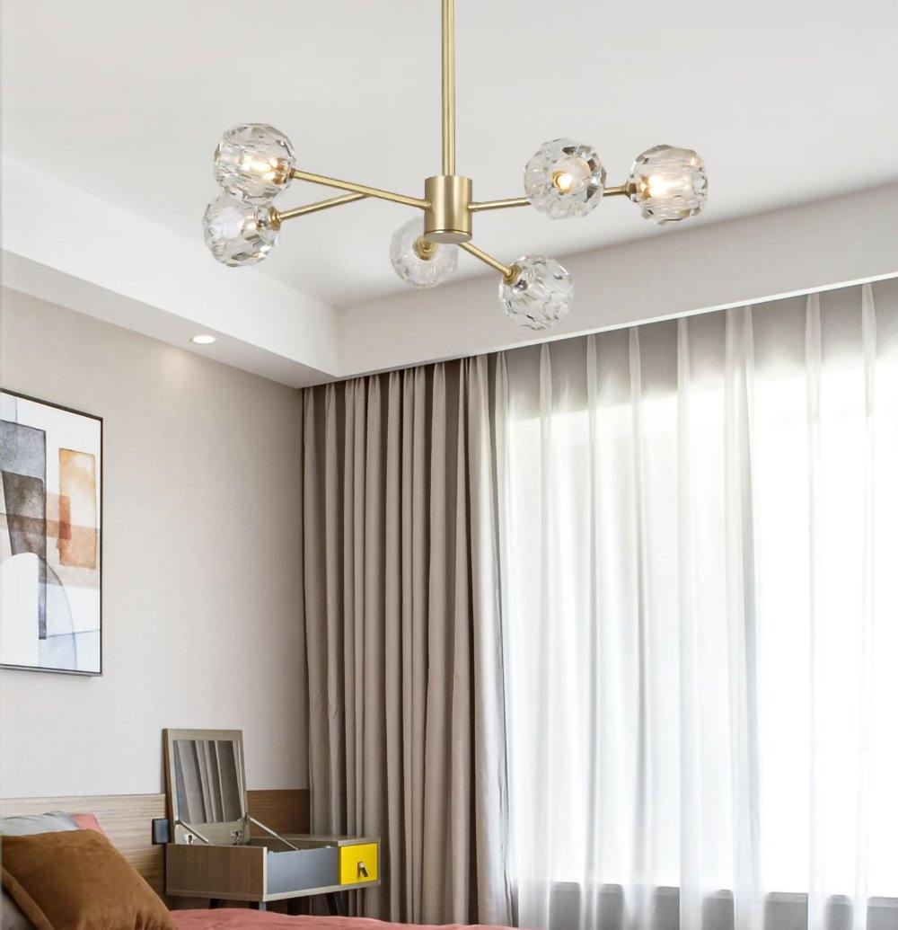 Lustra Kristallkugel Pendelleuchte Messing Cluster-Letslighting