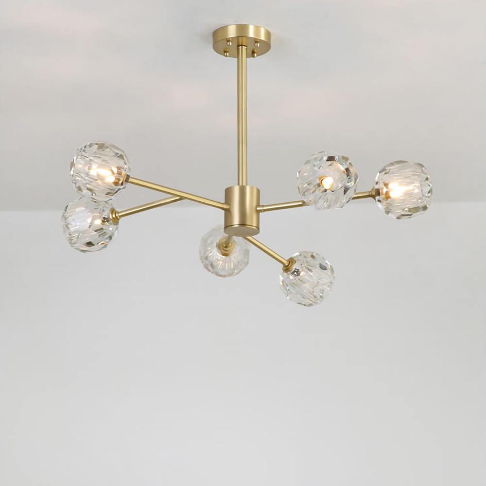 Lustra Kristallkugel Pendelleuchte Messing Cluster-Letslighting