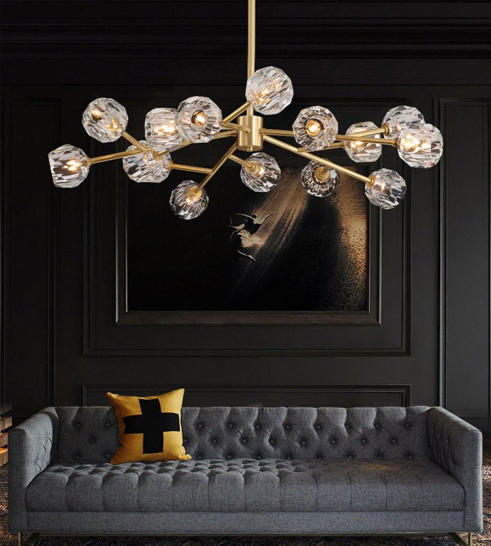 Lustra Kristallkugel Pendelleuchte Messing Cluster-Letslighting