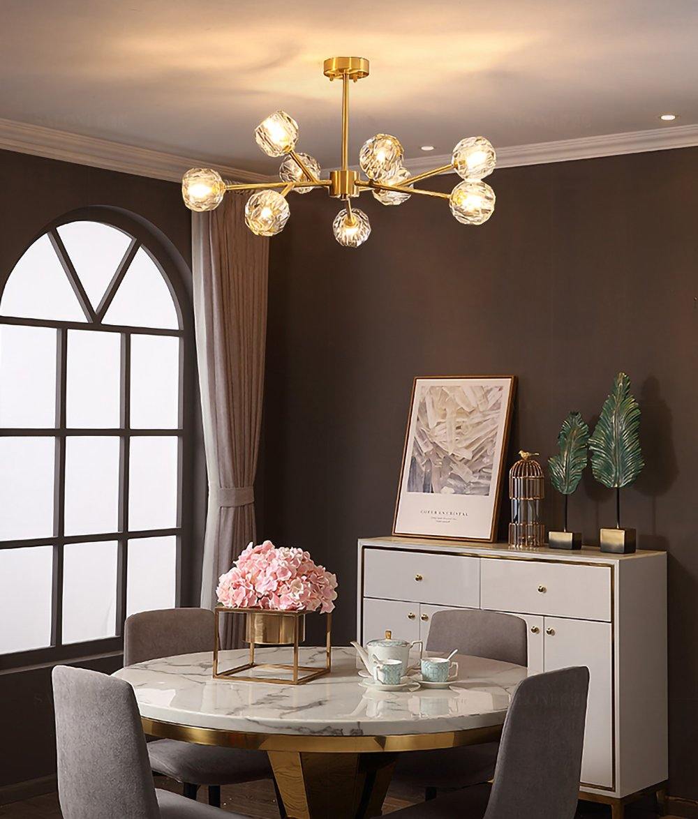 Lustra Kristallkugel Pendelleuchte Messing Cluster-Letslighting