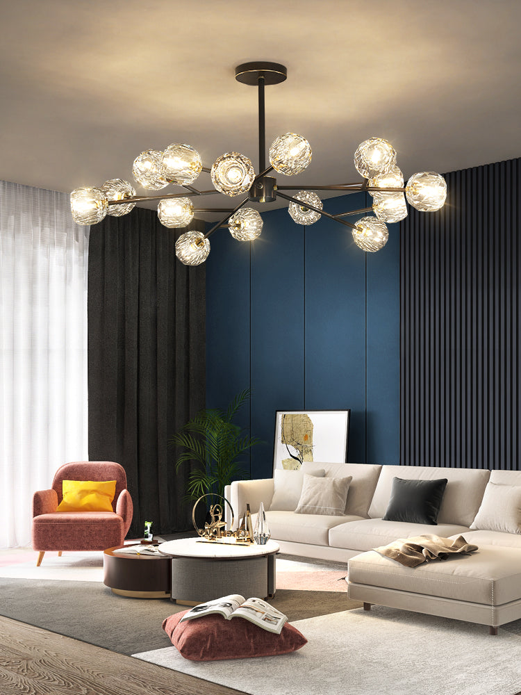 Lustra Kristallkugel Pendelleuchte Messing Cluster-Letslighting