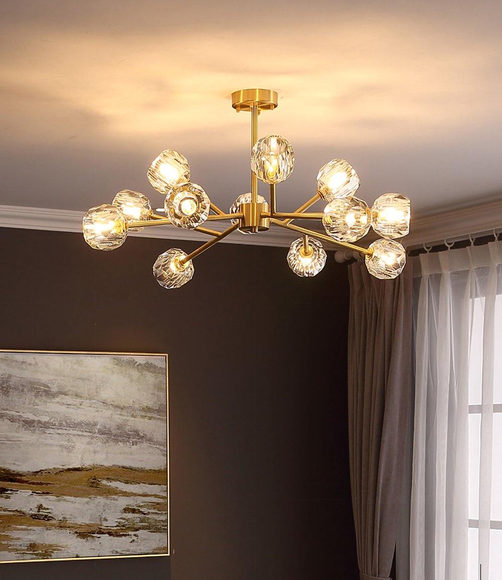 Lustra Kristallkugel Pendelleuchte Messing Cluster-Letslighting