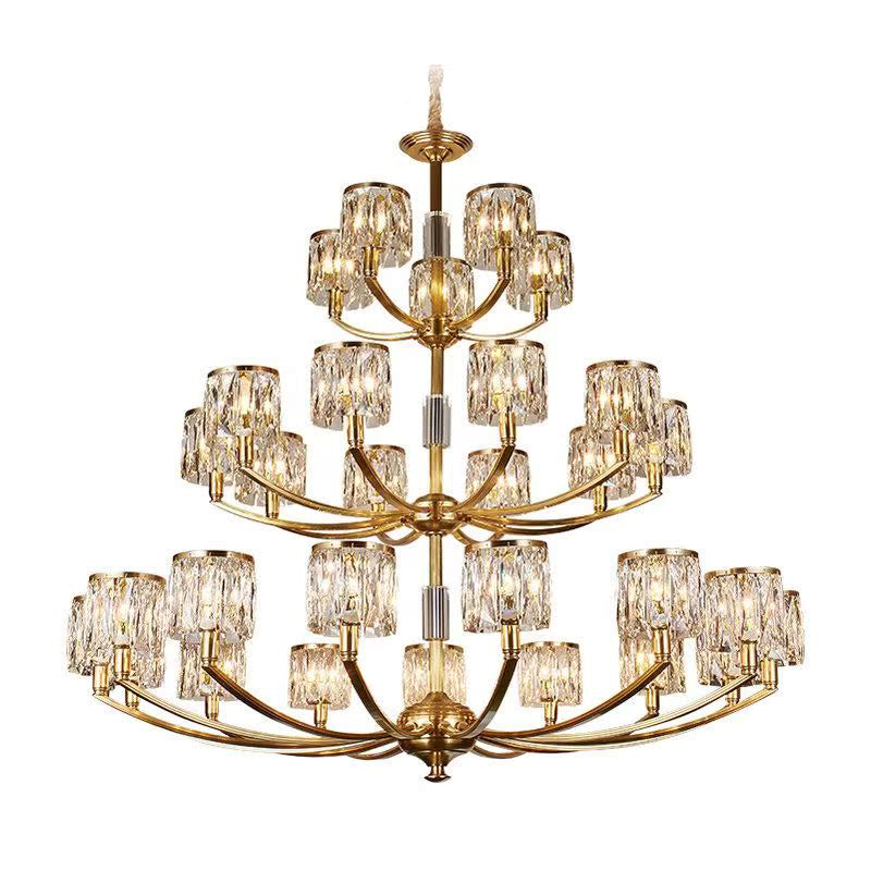 Amber Säulen-Kristallleuchter aus Messing-Letslighting