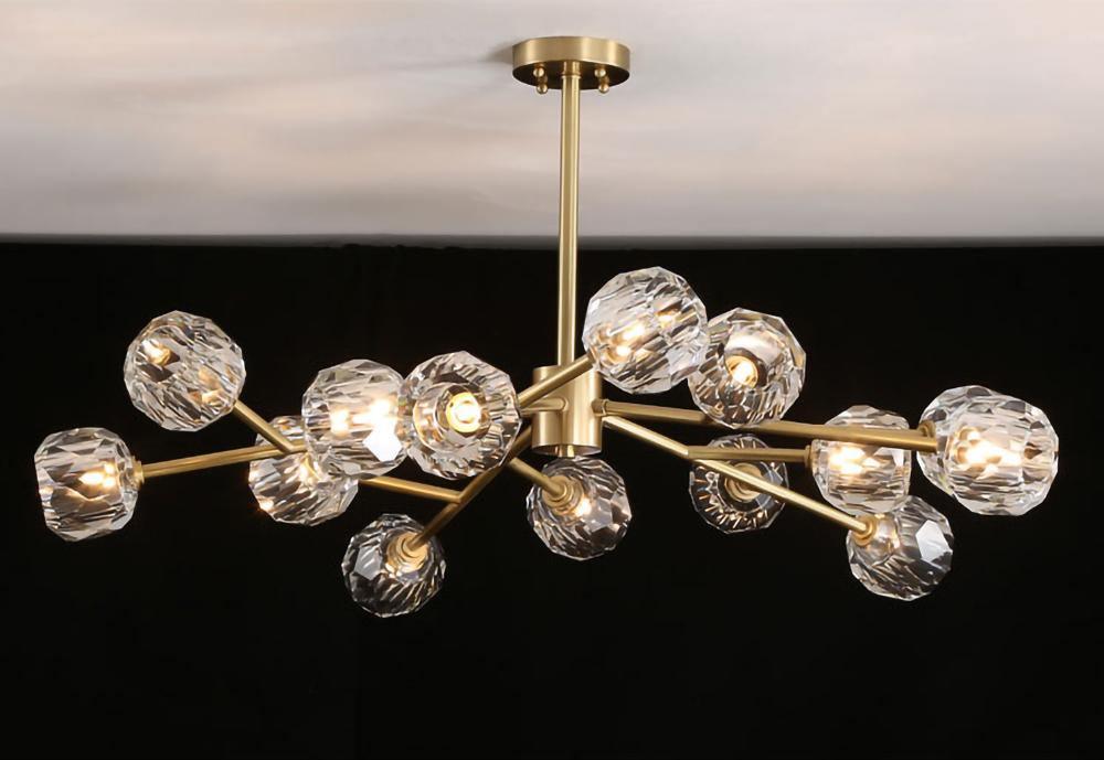 Lustra Kristallkugel Pendelleuchte Messing Cluster-Letslighting