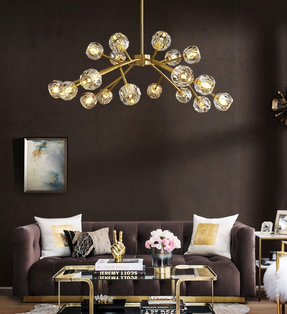 Lustra Kristallkugel Pendelleuchte Messing Cluster-Letslighting