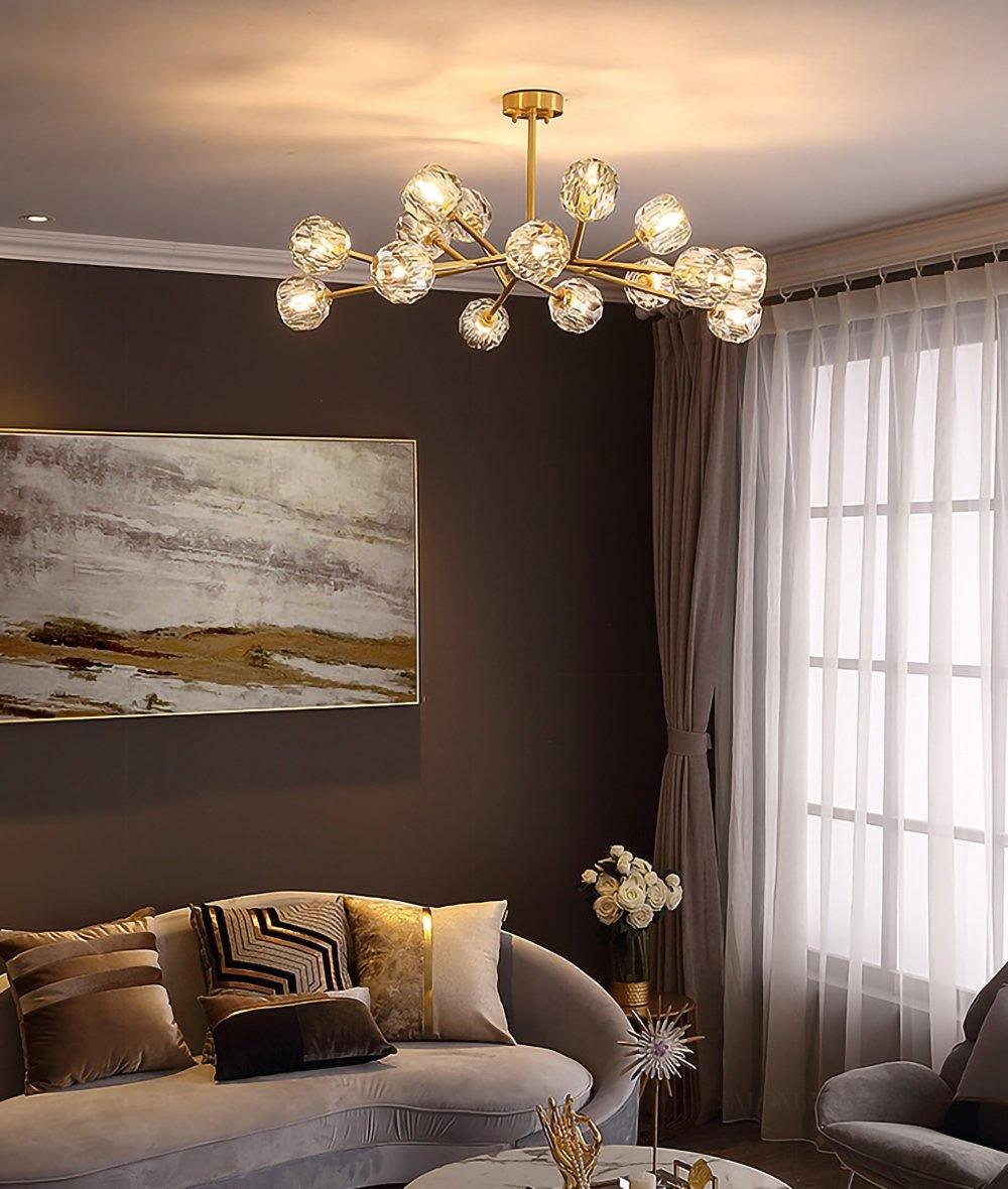 Lustra Kristallkugel Pendelleuchte Messing Cluster-Letslighting