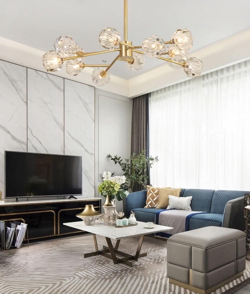 Lustra Kristallkugel Pendelleuchte Messing Cluster-Letslighting
