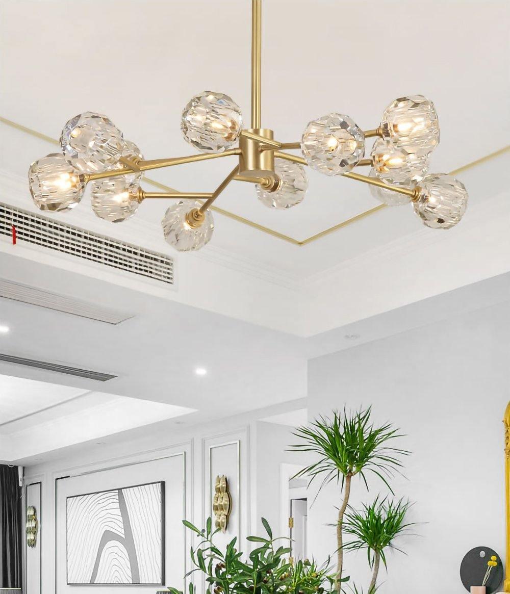 Lustra Kristallkugel Pendelleuchte Messing Cluster-Letslighting