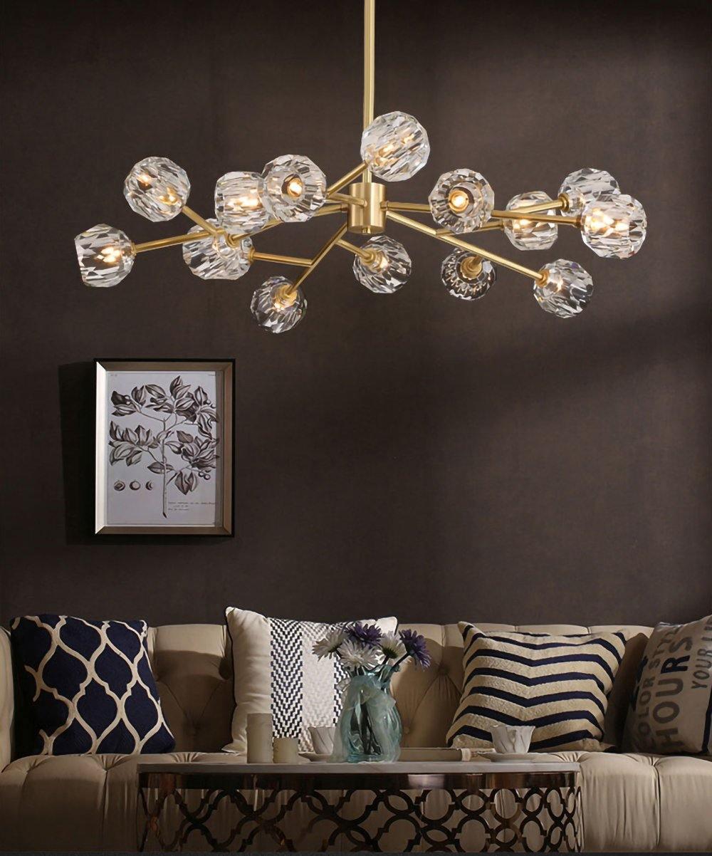Lustra Kristallkugel Pendelleuchte Messing Cluster-Letslighting