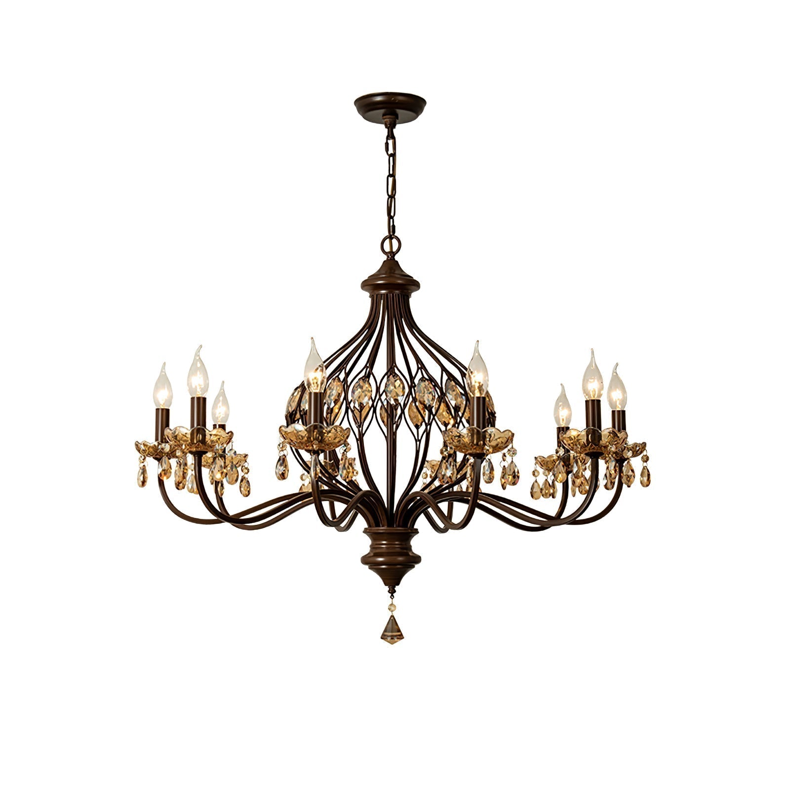 Enorel Vintage Kronleuchter aus Bronze und Kristall-Letslighting