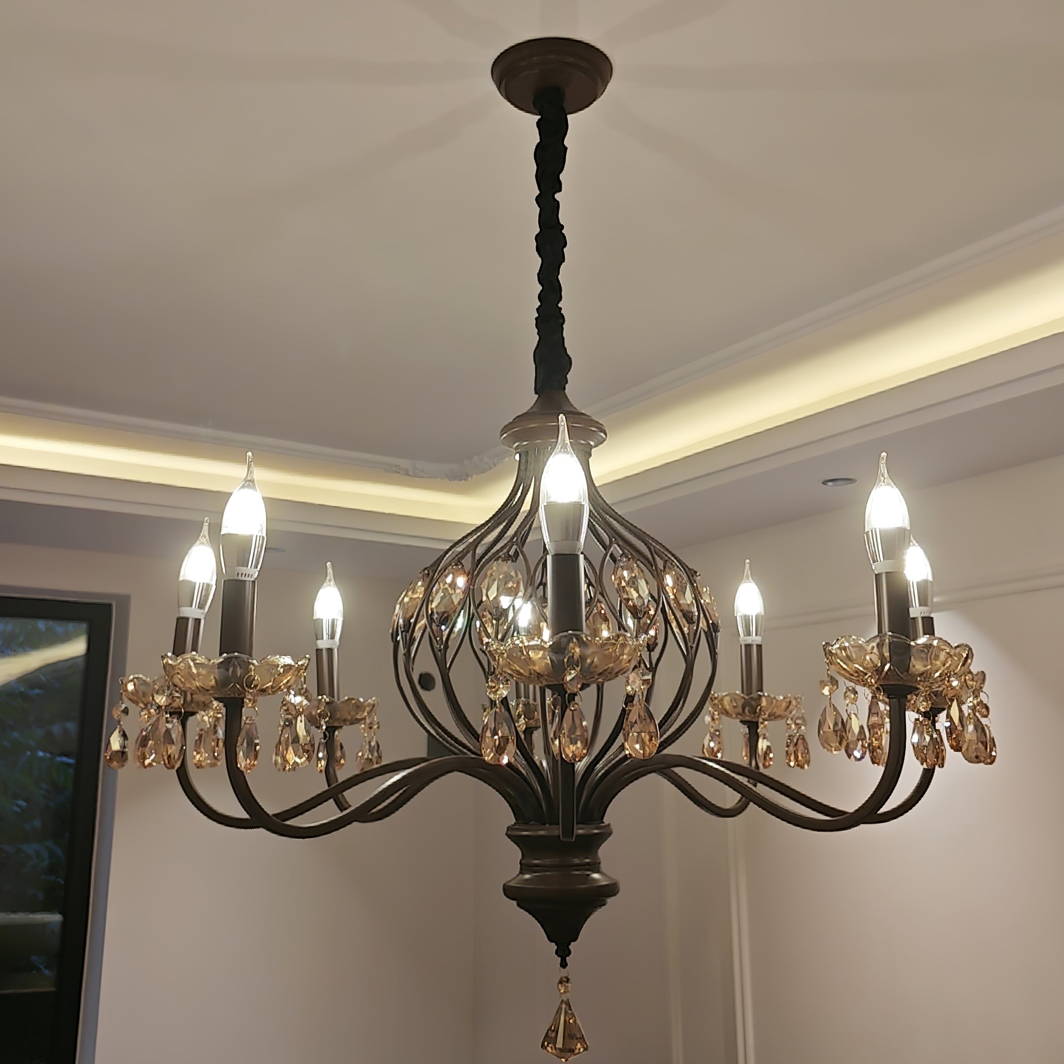 Enorel Vintage Kronleuchter aus Bronze und Kristall-Letslighting