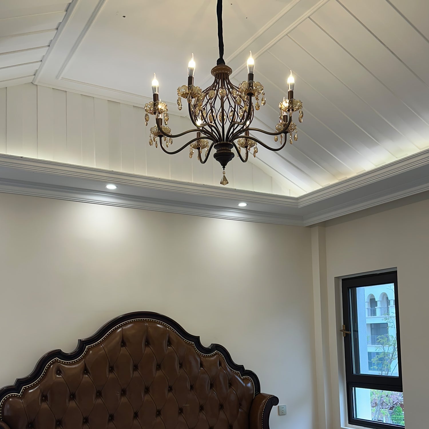 Enorel Vintage Kronleuchter aus Bronze und Kristall-Letslighting