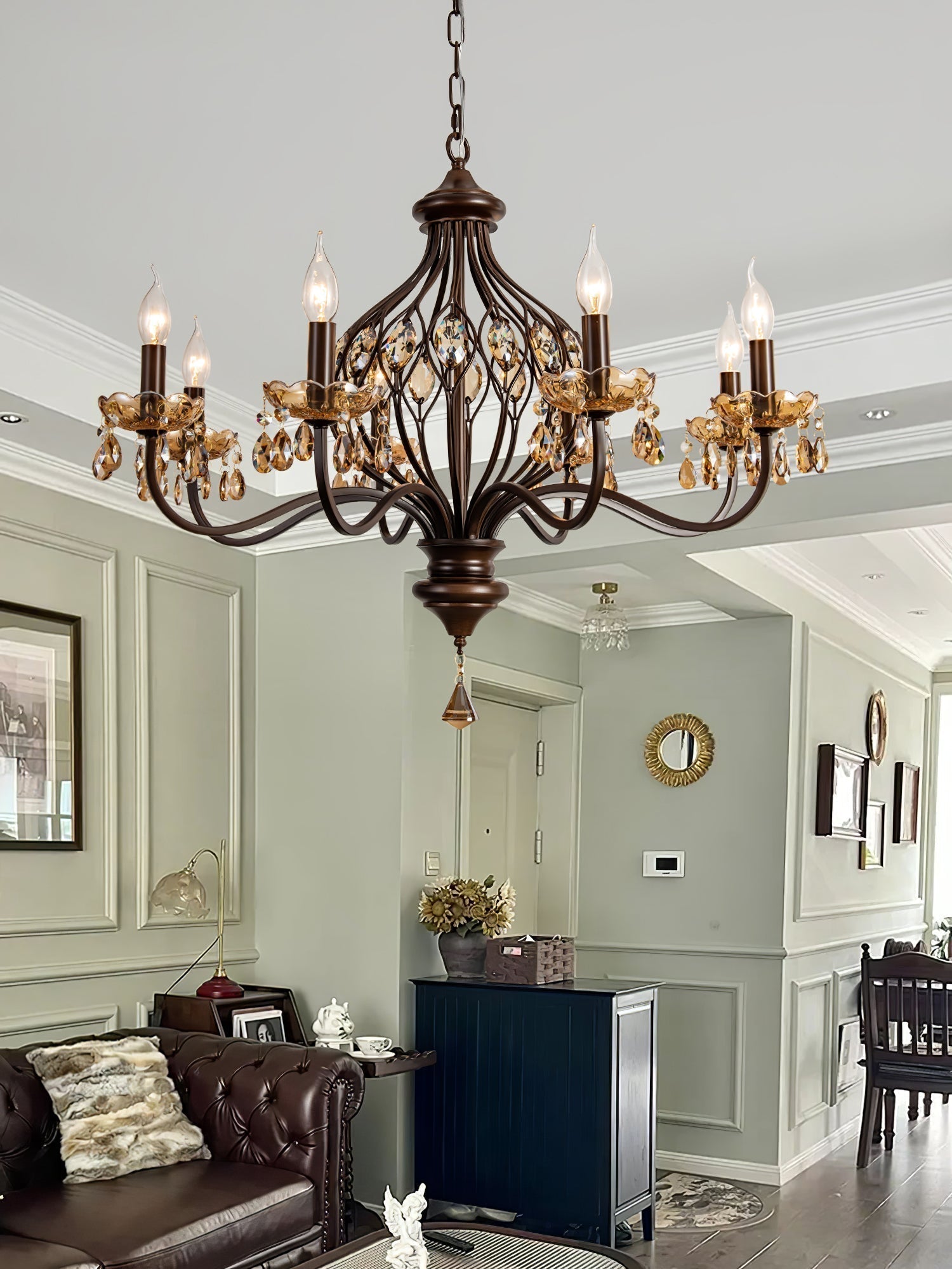 Enorel Vintage Kronleuchter aus Bronze und Kristall-Letslighting