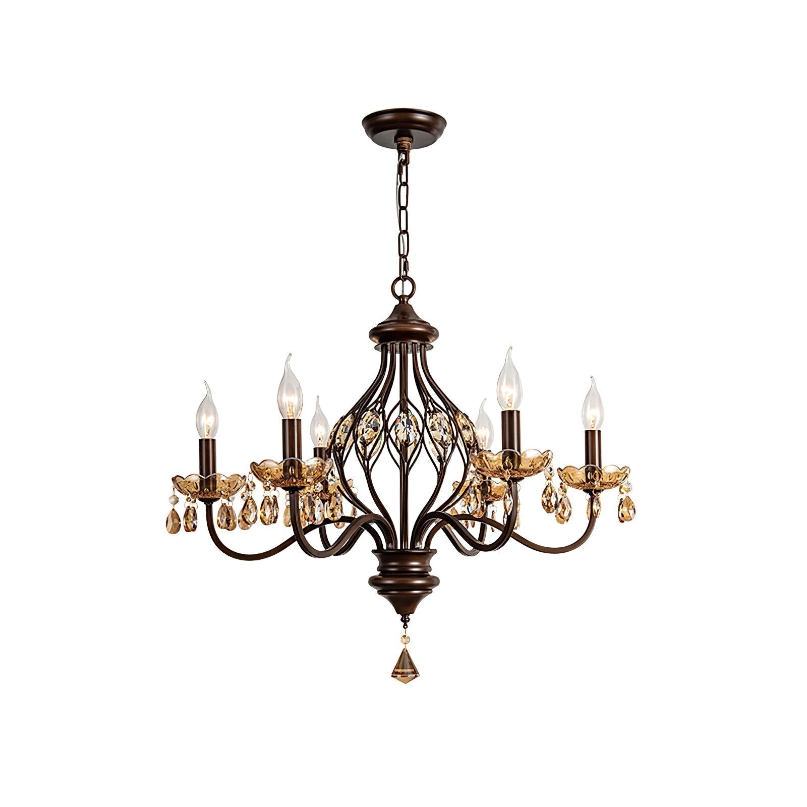 Enorel Vintage Kronleuchter aus Bronze und Kristall-Letslighting