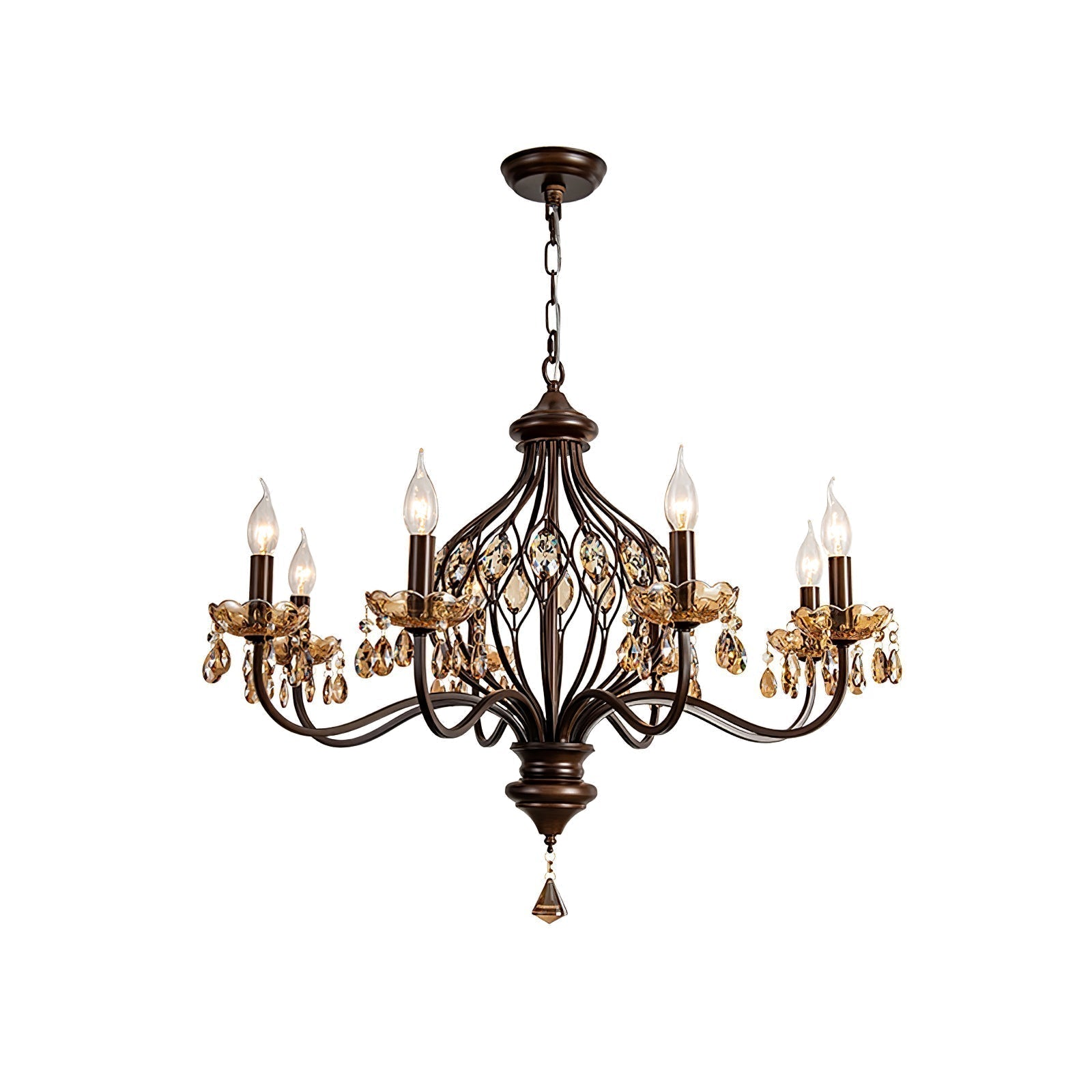 Enorel Vintage Kronleuchter aus Bronze und Kristall-Letslighting