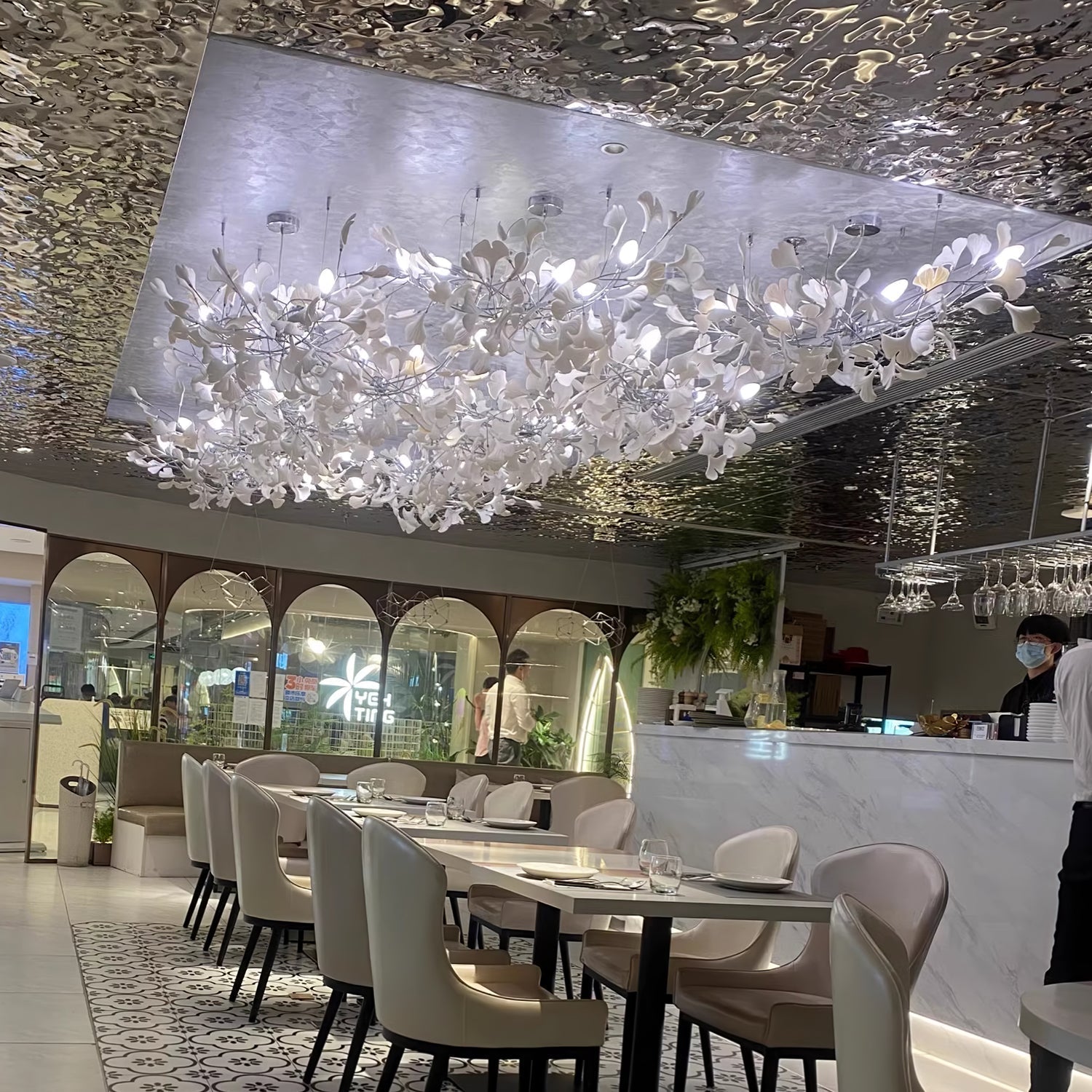 Olivia Keramik Gingko Blatt Kronleuchter-Letslighting