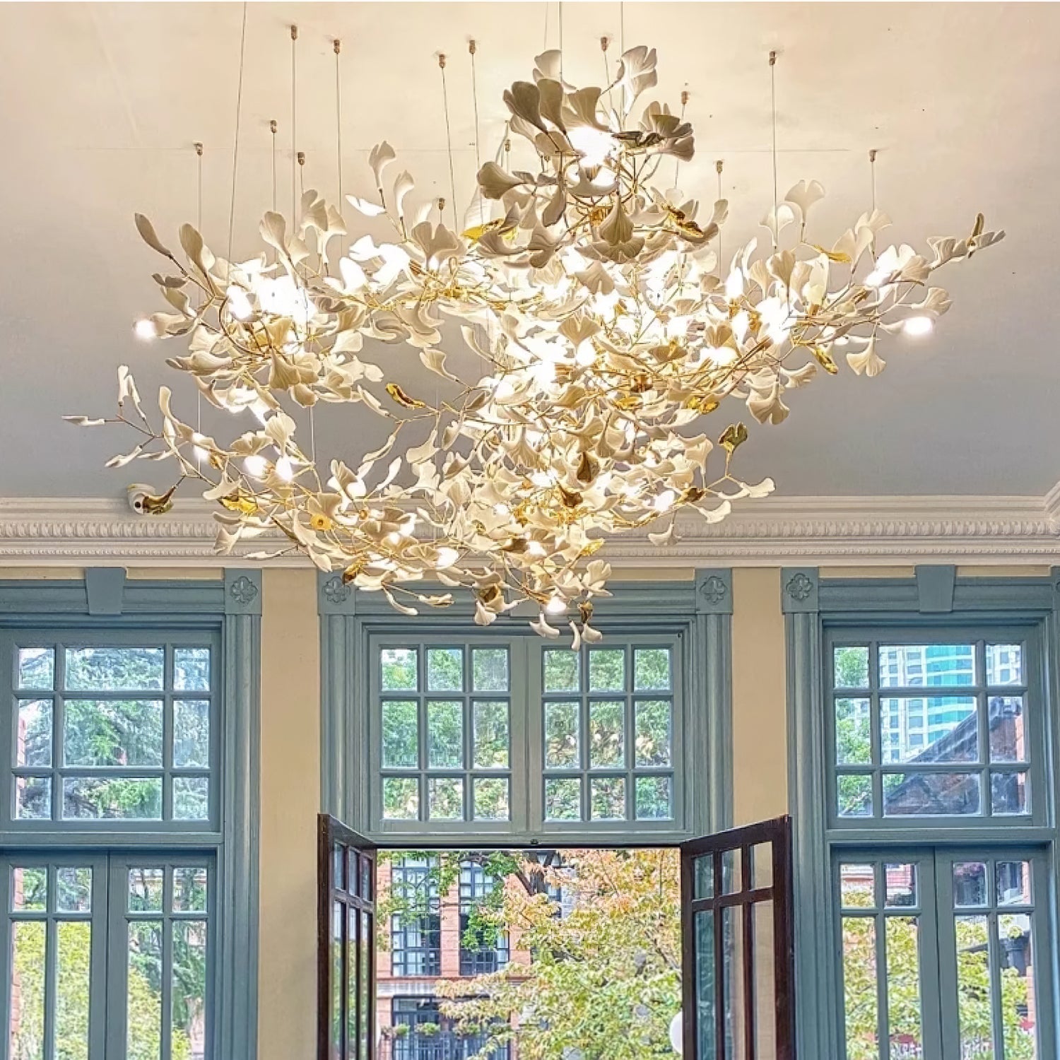 Olivia Keramik Gingko Blatt Kronleuchter-Letslighting