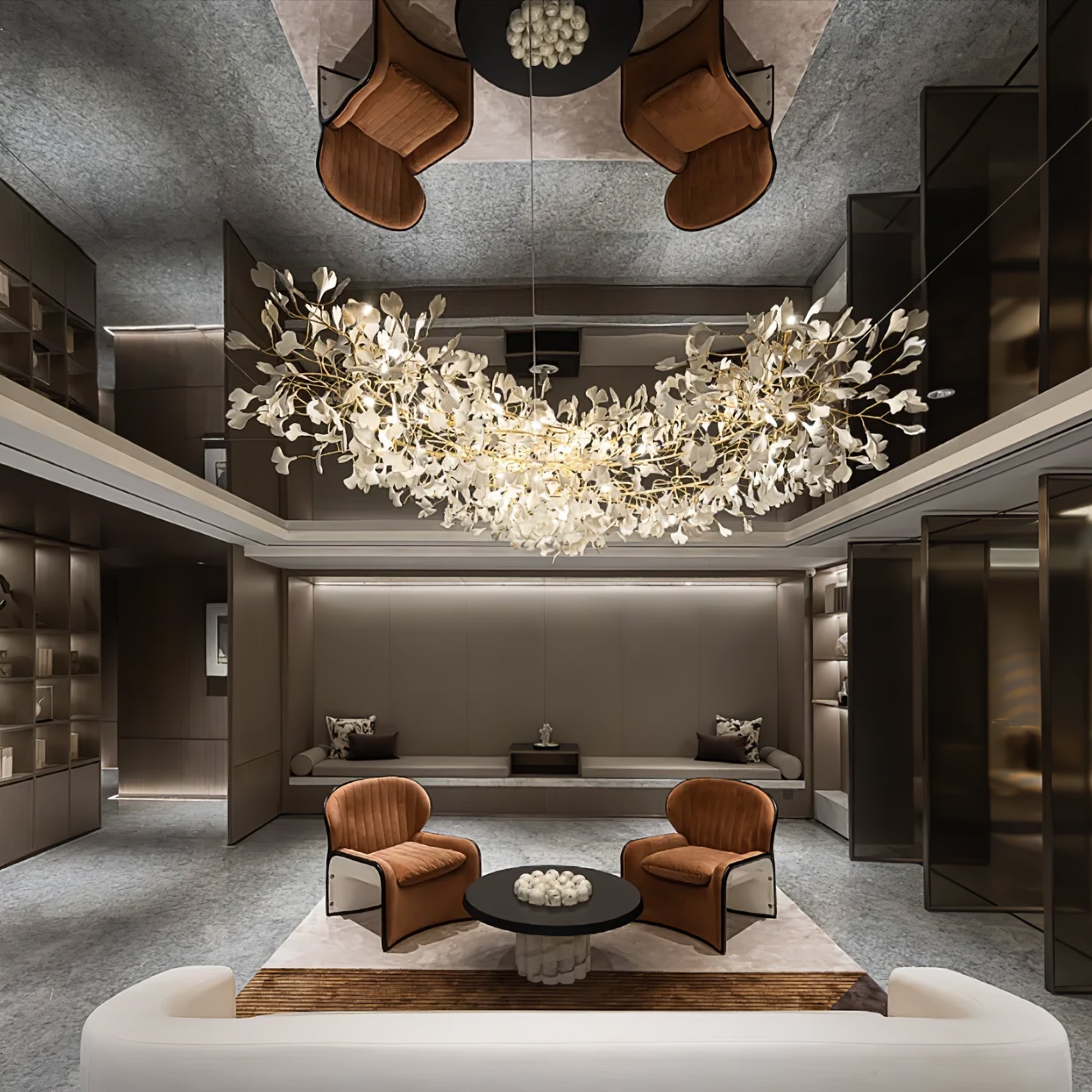 Olivia Keramik Gingko Blatt Kronleuchter-Letslighting