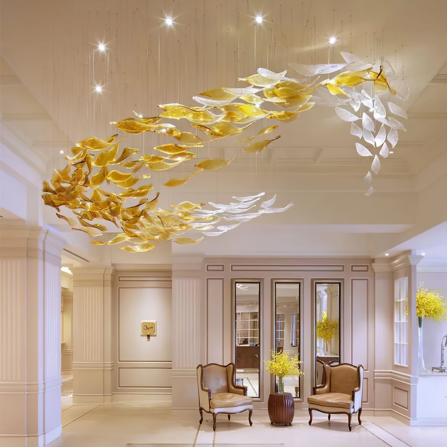 Vamararae Blatt Glas Kaskade Kronleuchter-Letslighting